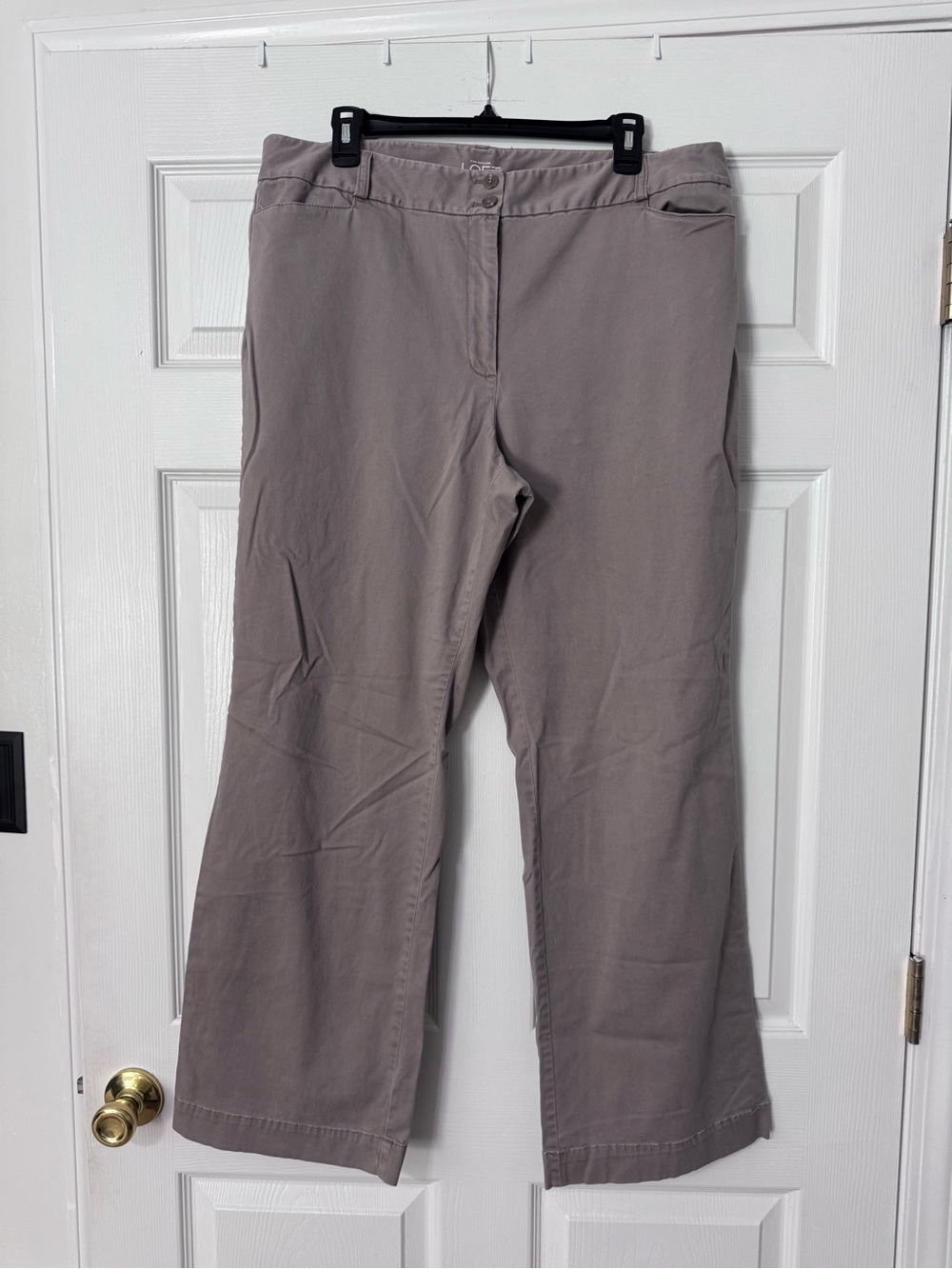 LOFT Women's Wide-Leg Chinos in Taupe Gray/Khaki